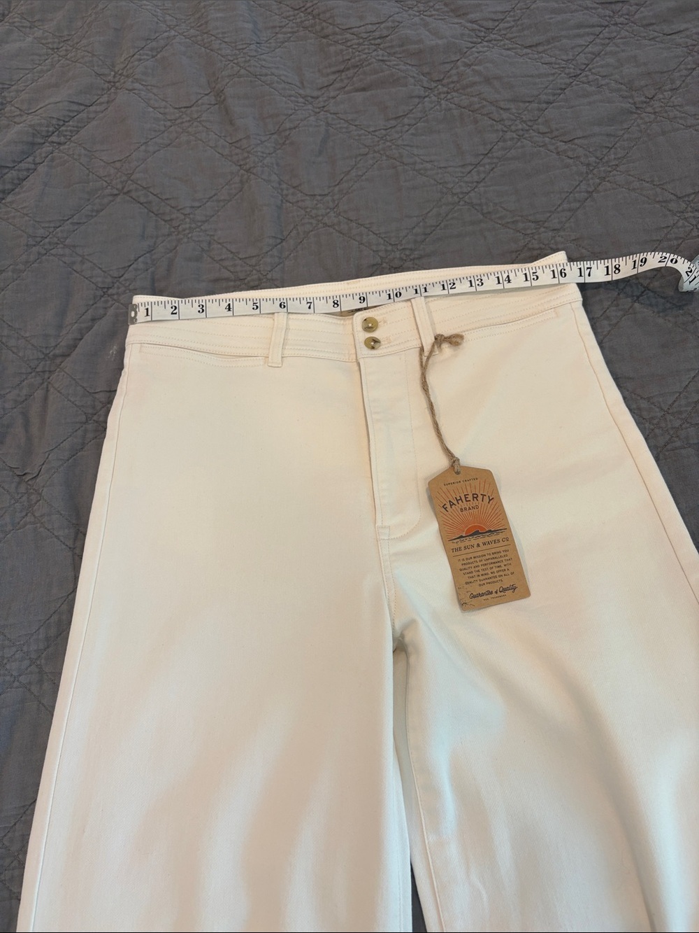 NWT Faherty Stretch Terry Harbor Pants in Egret - Picture 8 of 10